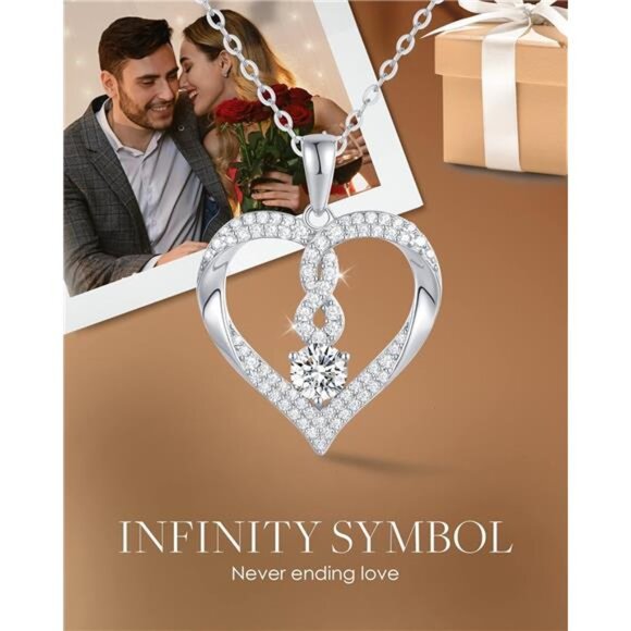 Infinity Heart Birthstone Necklaces Women 18k Gold Plated 925 Sterling Silver - Picture 5 of 7